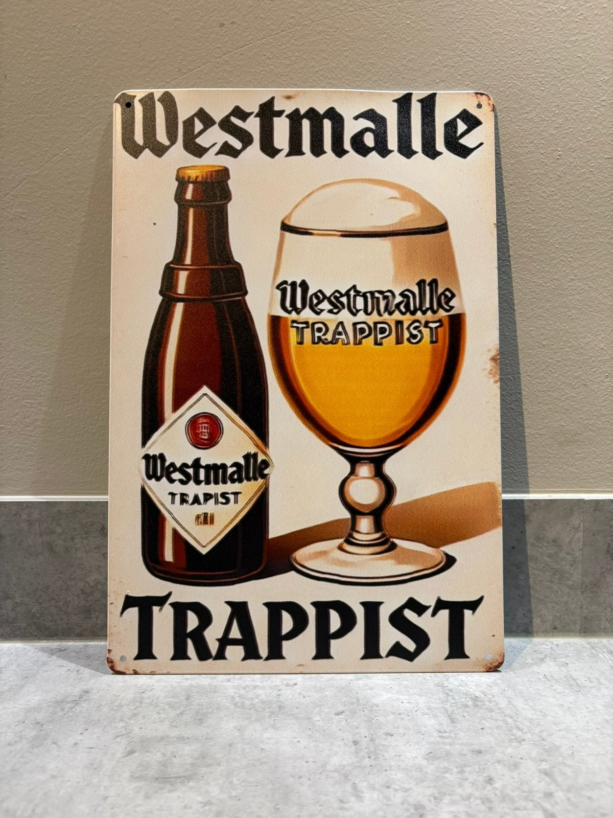 Mancave Bar Wanddecoratie metalen bordje Westmalle Trappist, Ophalen of Verzenden, Zo goed als nieuw, Reclamebord, Plaat of Schild