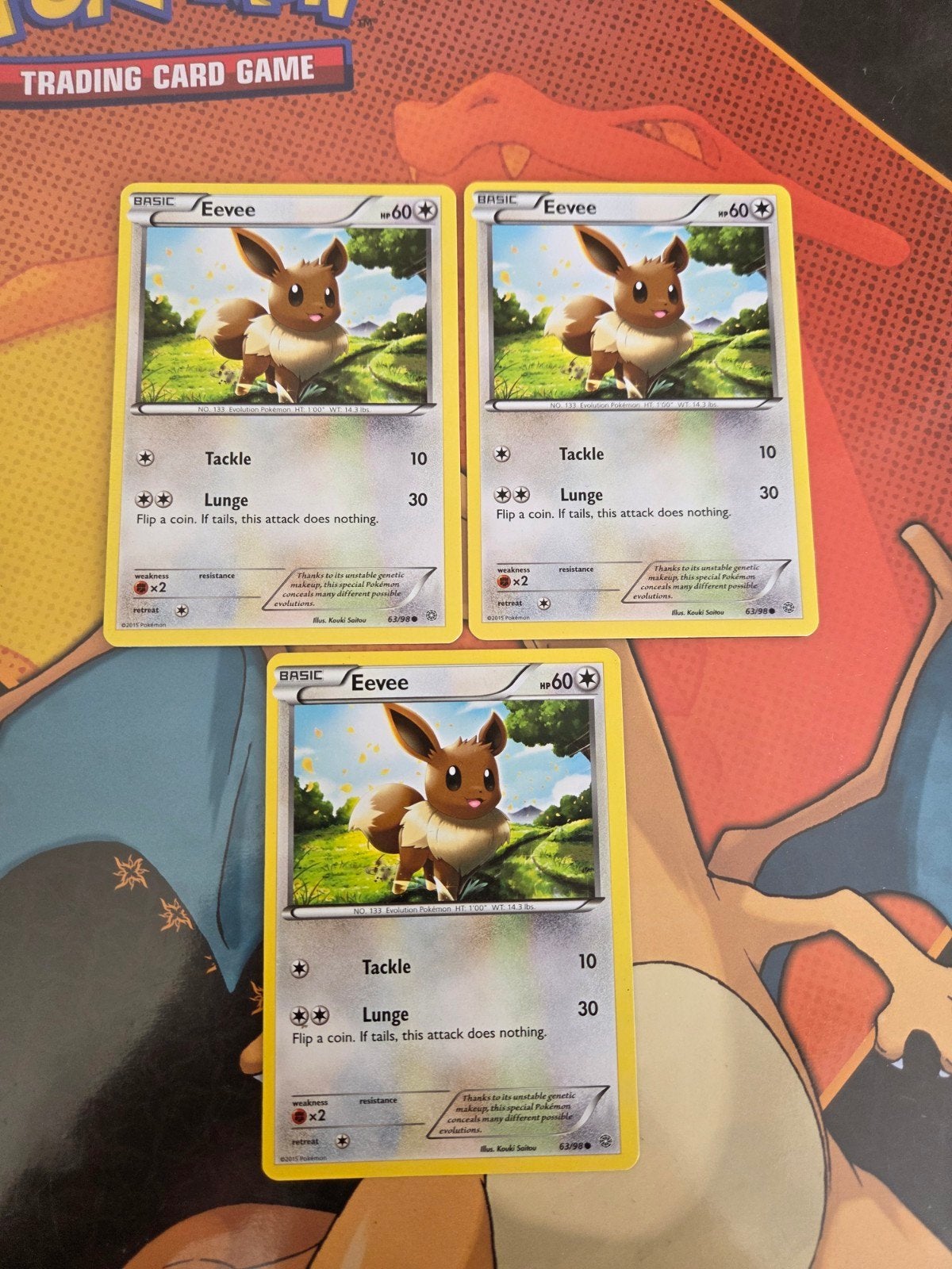 3x Eevee Pokémon Kaarten (63/98) - Zo goed als nieuw, Ophalen of Verzenden, Zo goed als nieuw, Meerdere kaarten