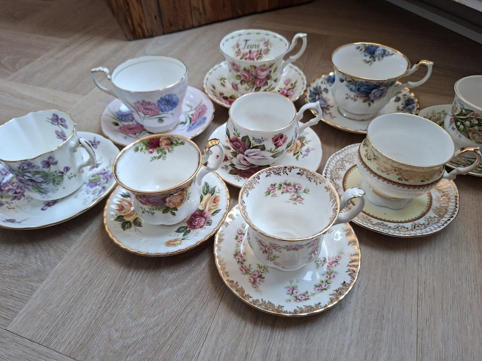 Set van 10 Vintage Royal Albert Porseleinen Kop en Schotels, Ophalen of Verzenden