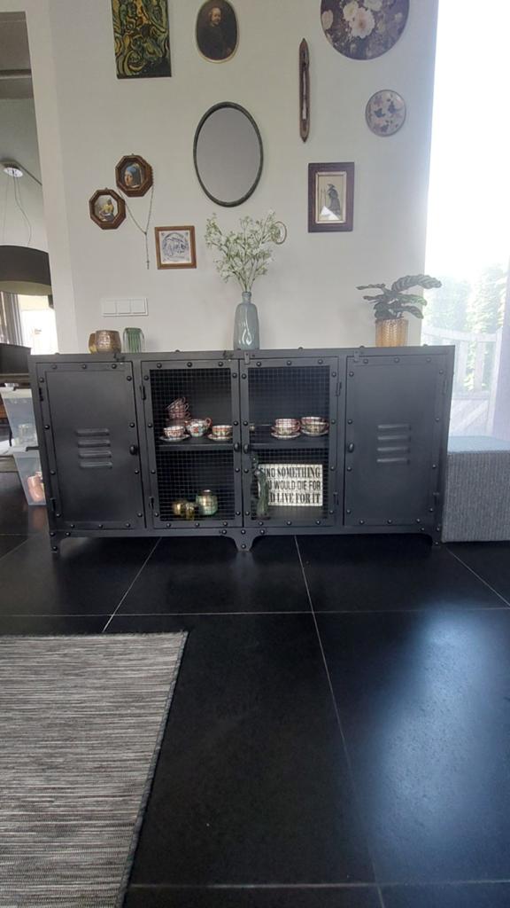 Industriële Zwarte Metalen Kast 160x80x43, Huis en Inrichting, Kasten | Overige, Ophalen, Zo goed als nieuw