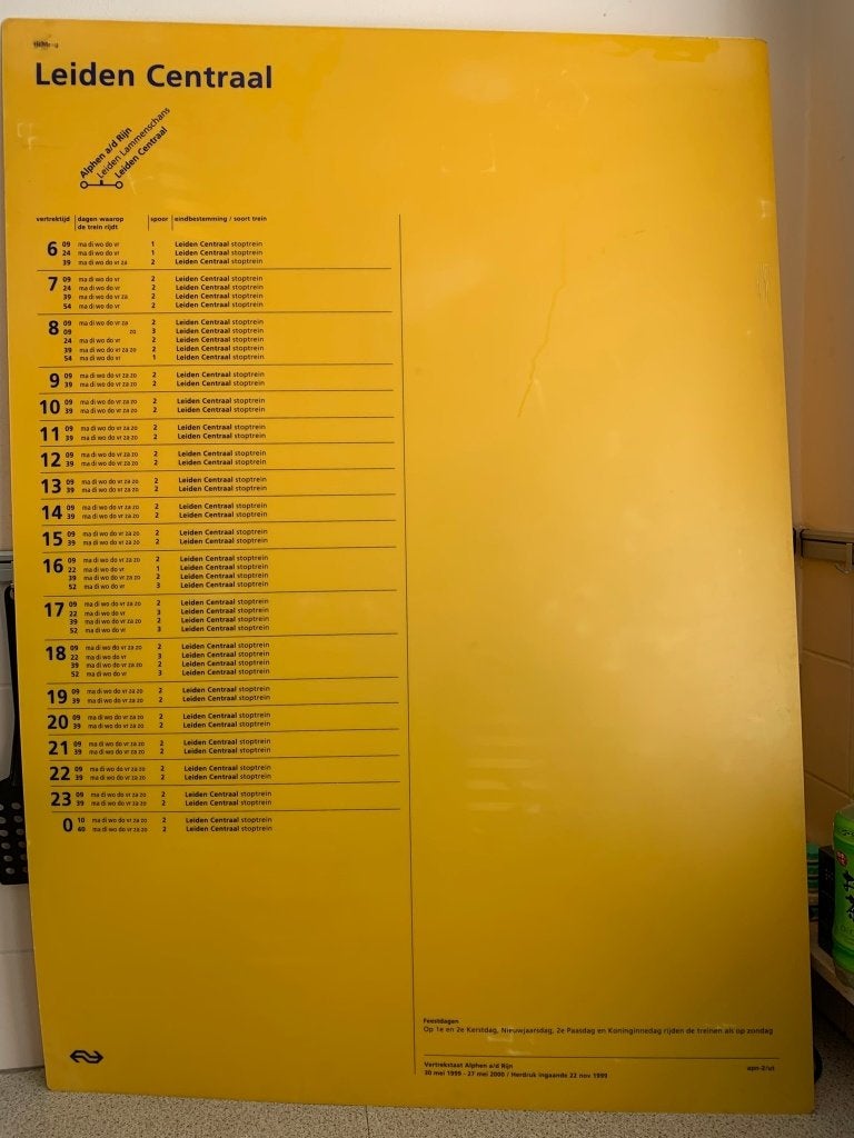 Vintage NS informatiebord, Gebruikt, Gelijkstroom, Boek, Tijdschrift of Catalogus, Ophalen