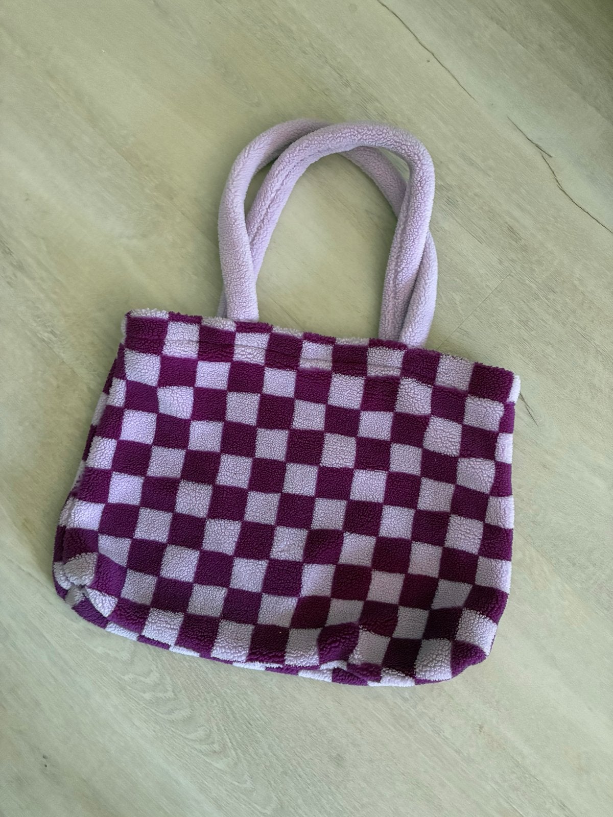 Geblokte paarse shopper, netjes en zonder vlekken, Ophalen of Verzenden, Zo goed als nieuw, Paars, Shopper