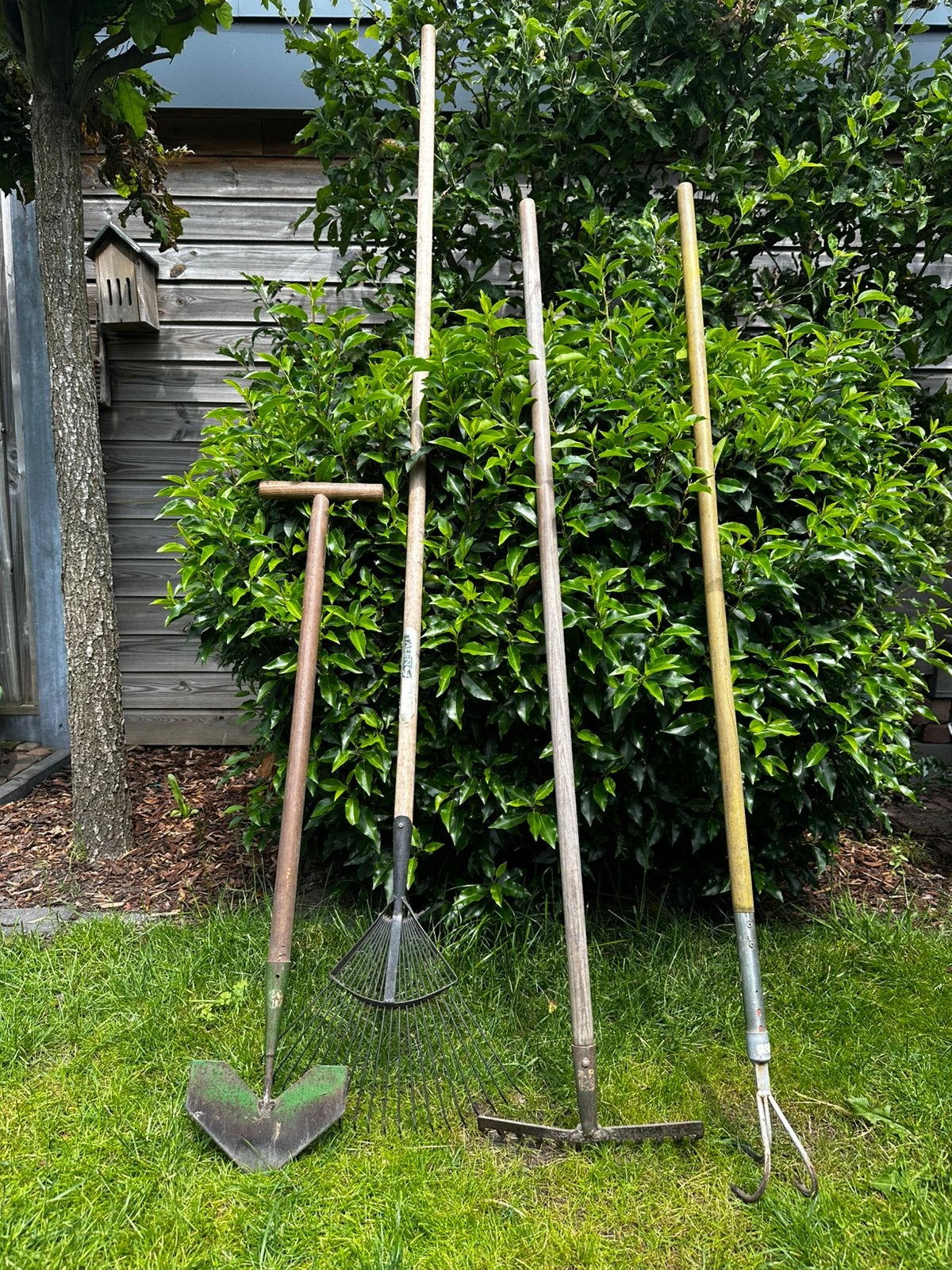 Tuin gereedschap. Hark, 3 tand, bladhark, kantensteker, Ophalen, Gebruikt, Overige soorten