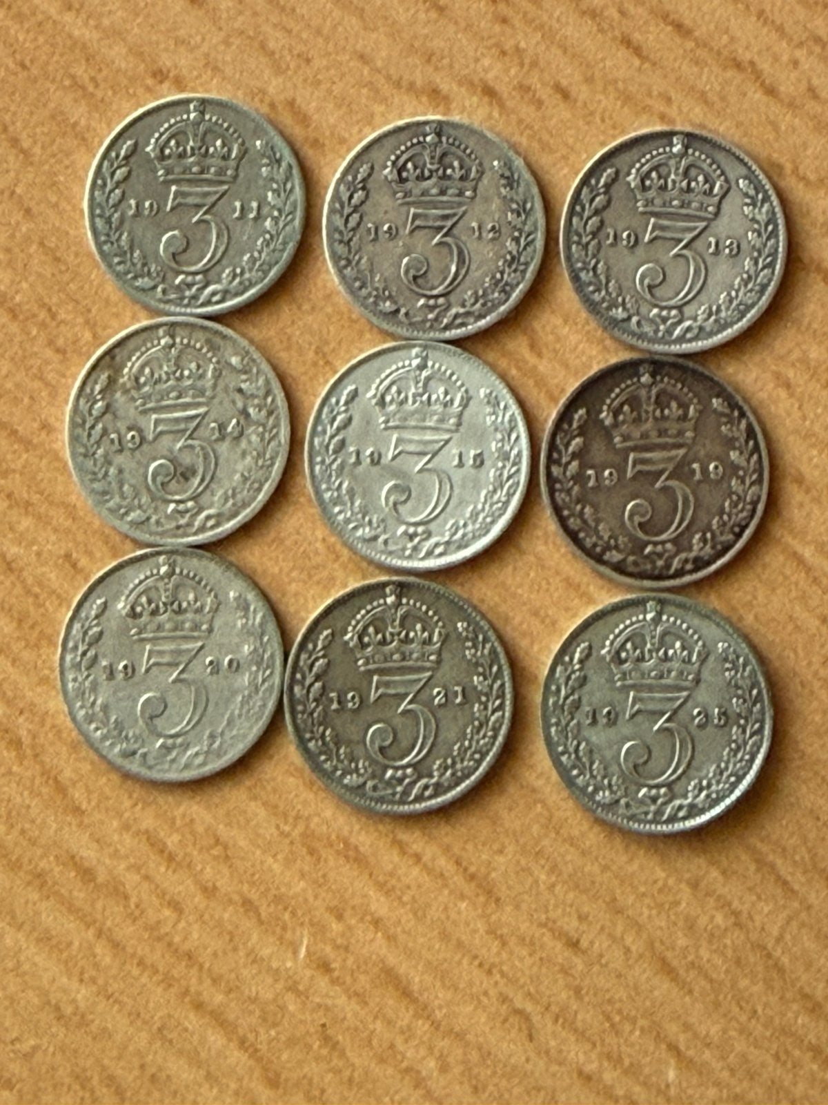 Groot -Brittannie Drie Pence, Ophalen of Verzenden, Setje, Zilver