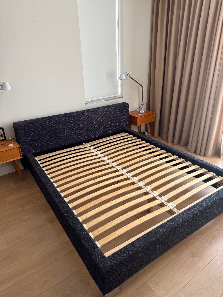 Bedframe 2 persoons 160 x 200 met lattenbodem zwart, Huis en Inrichting, Ophalen, Gebruikt, Zwart, Tweepersoons