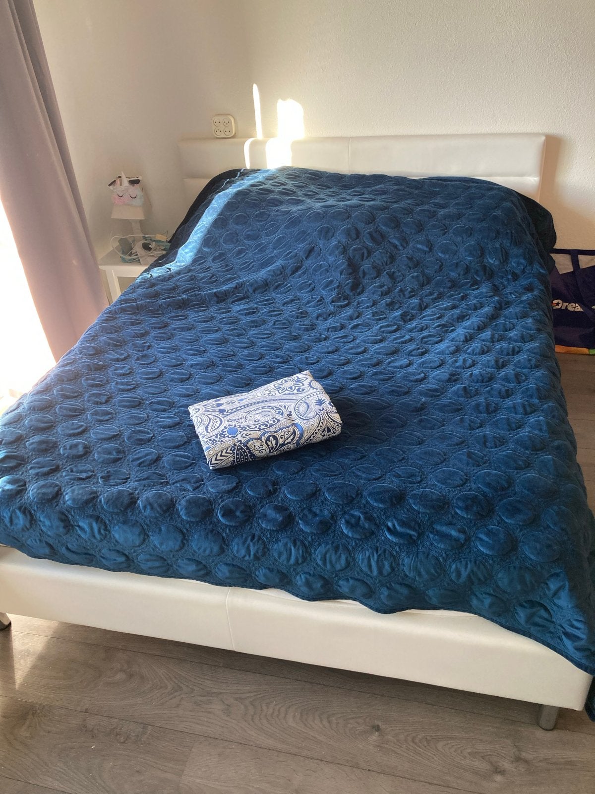 Tweepersoonsbed wit kunstleer 160 x200 cm, Ophalen, Overige materialen, Gebruikt, Wit