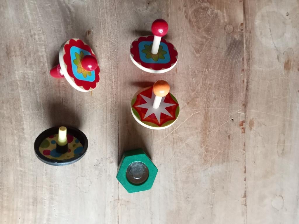 Houten draaitollen set - Vintage speelgoed, Kinderen en Baby's, Speelgoed | Overig, Ophalen of Verzenden, Gebruikt, Jongen of Meisje