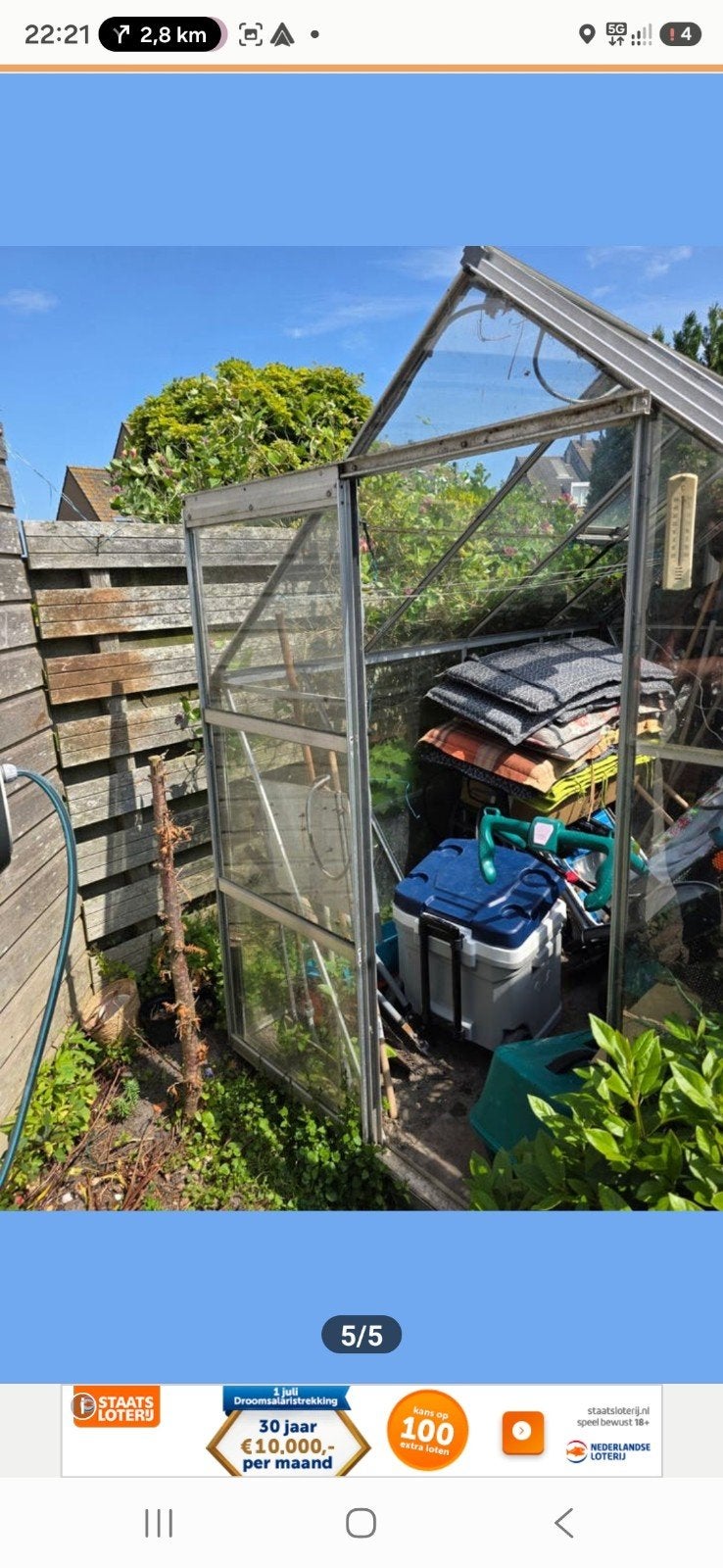 Tuinkas, kas , kweek kas 190x250 aluminium met glas, Ophalen, Gebruikt, Kweekkas, Glas