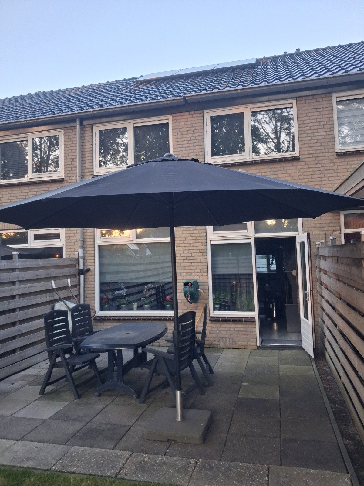 Mooie parasolvoet van 80 kilo plus een mooie parasol van 4x4, Ophalen, Minder dan 1 meter, Parasolvoet
