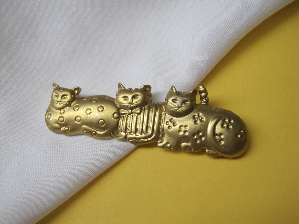 Broche / drie poezen/katten. AJC, Verzenden, Gebruikt, Goud, Overige materialen
