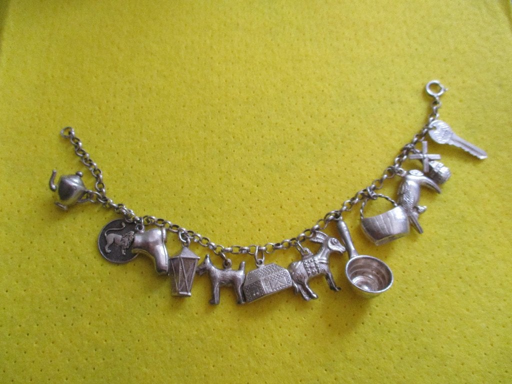 zilveren bedelarmband, Sieraden, Tassen en Uiterlijk, Antieke sieraden, Verzenden, Zilver, Armband