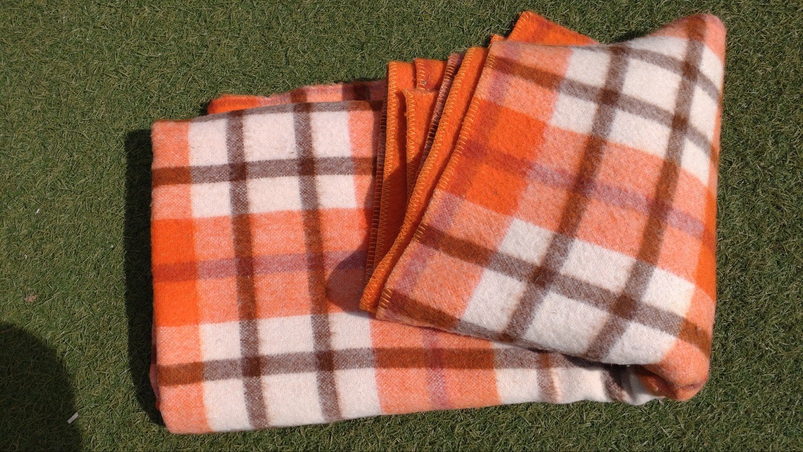 100%wollen deken, Fa.J.Boerhof, Gebruikt, Tweepersoons, Oranje, Ophalen of Verzenden