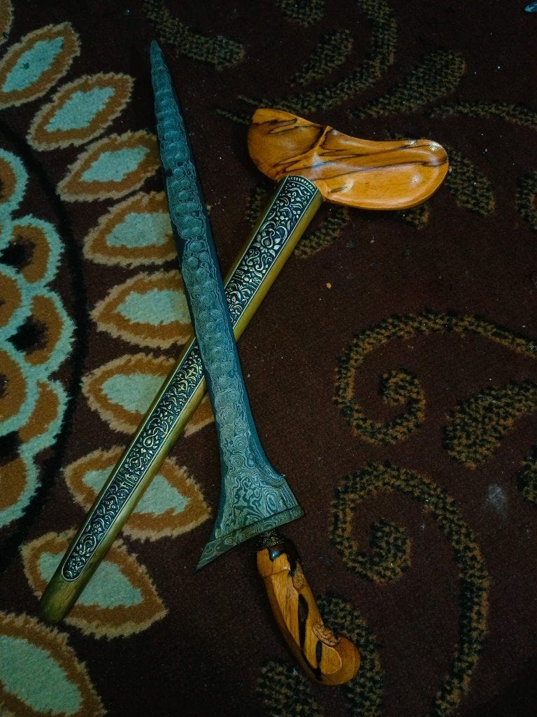 Antieke Keris Jalak Tilam Sari Pamor Udan Mas Timoho SVH37, Wapen, Indonesië, Meerkleurig, Handgemaakt