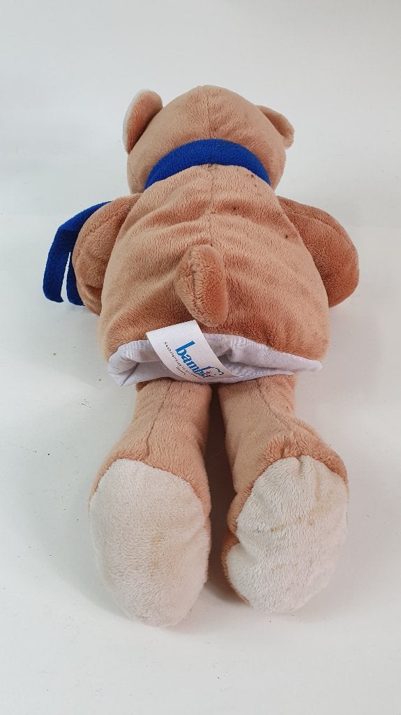 Bambix Beertje knuffel handpop. Met blauwe sjaal. 3A6, Kinderen en Baby's, Speelgoed | Knuffels en Pluche, Tweedehands verkoop