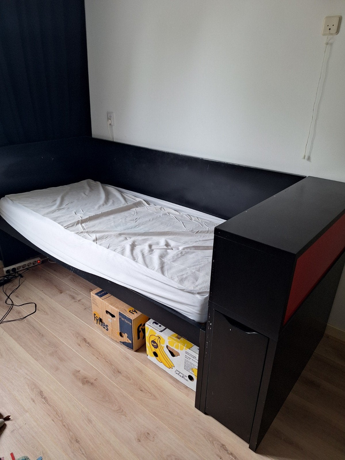 IKEA flaxa bed met opbergkastje, Ophalen, Gebruikt, 90 cm, Eenpersoons