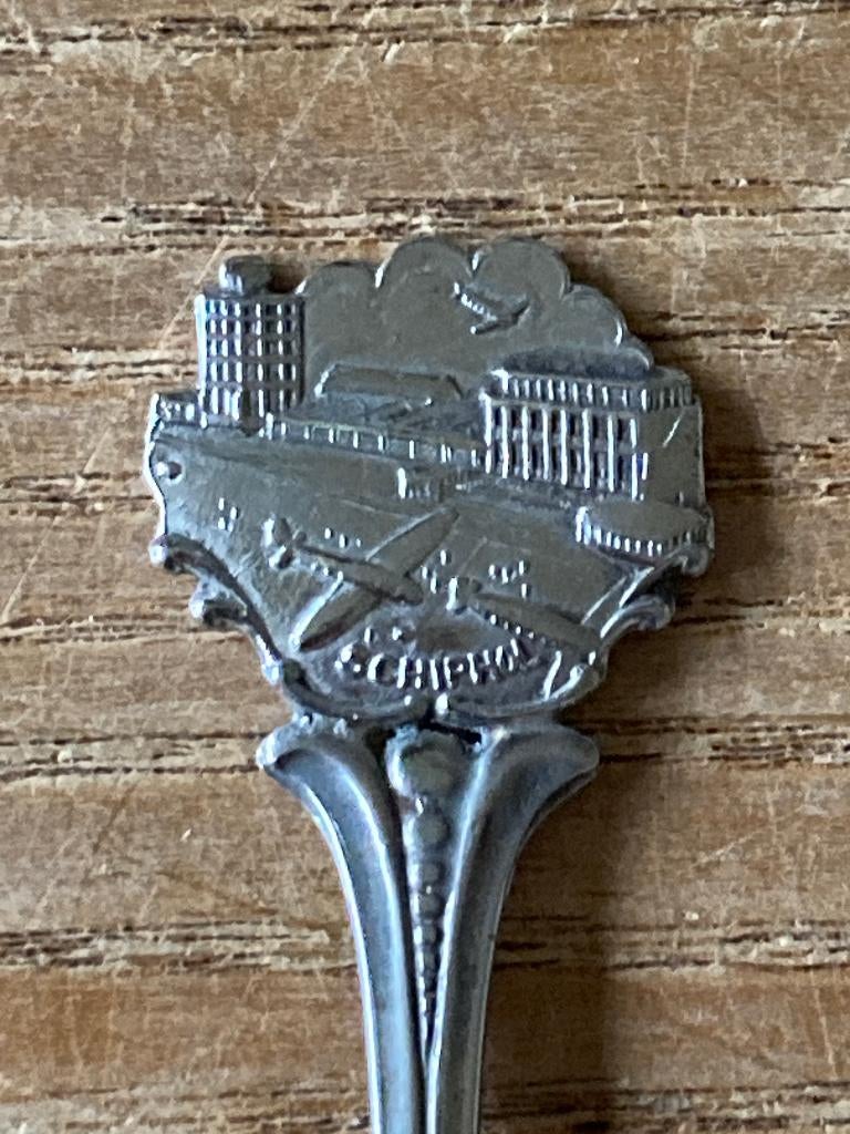 Vintage verzilverde theelepel Schiphol, Antiek en Kunst, Ophalen of Verzenden