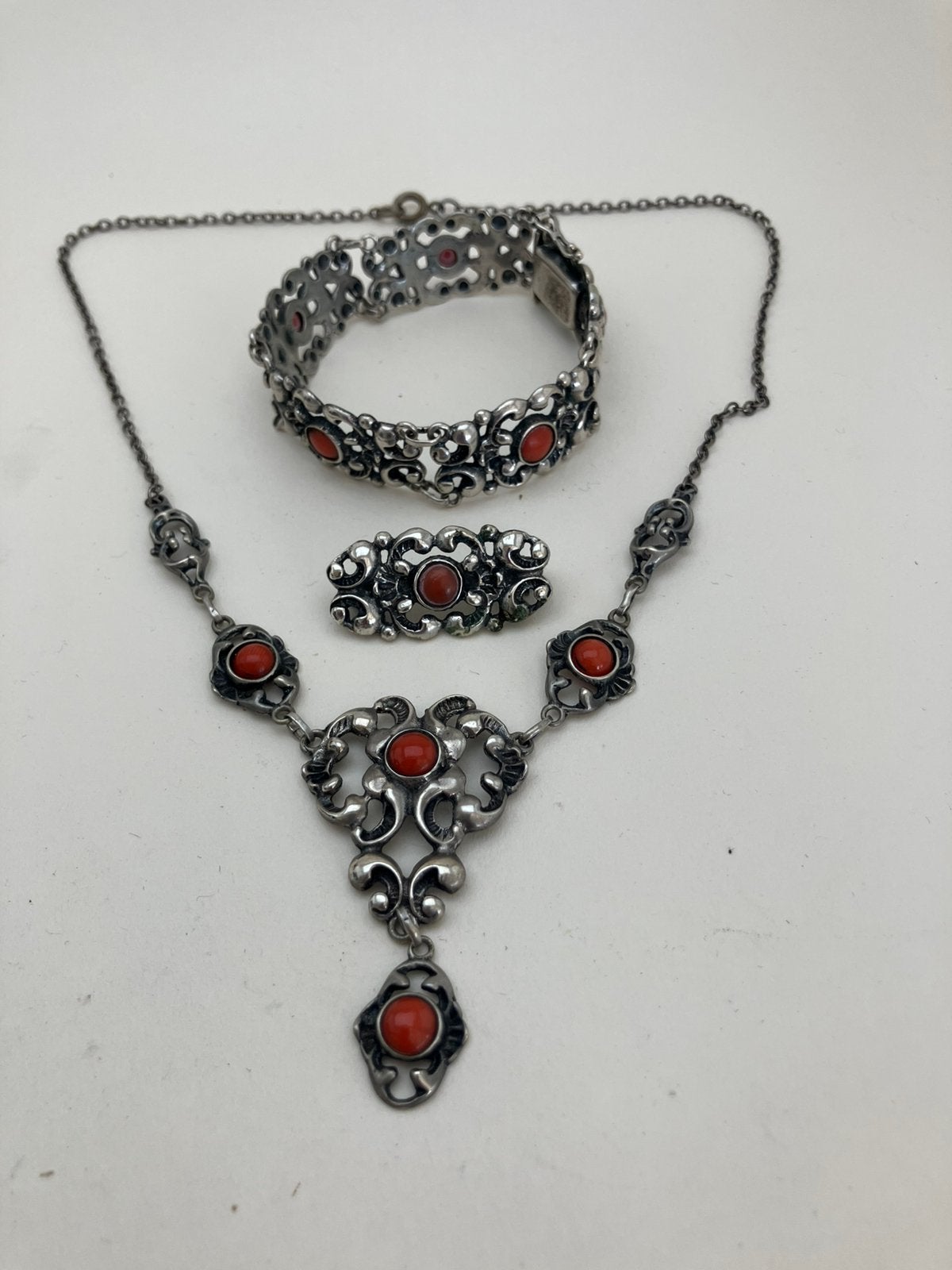 Set antieke sieraden, Ophalen of Verzenden, Zilver, Broche