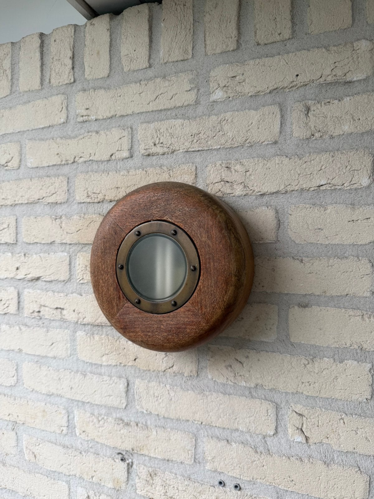 Massief houten buitenlamp, Ophalen, Zo goed als nieuw