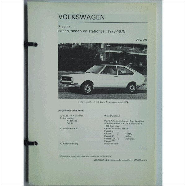 Volkswagen Passat Vraagbaak losbladig 1973-1975 #3 Nederland, Ophalen of Verzenden, Gelezen, Volkswagen
