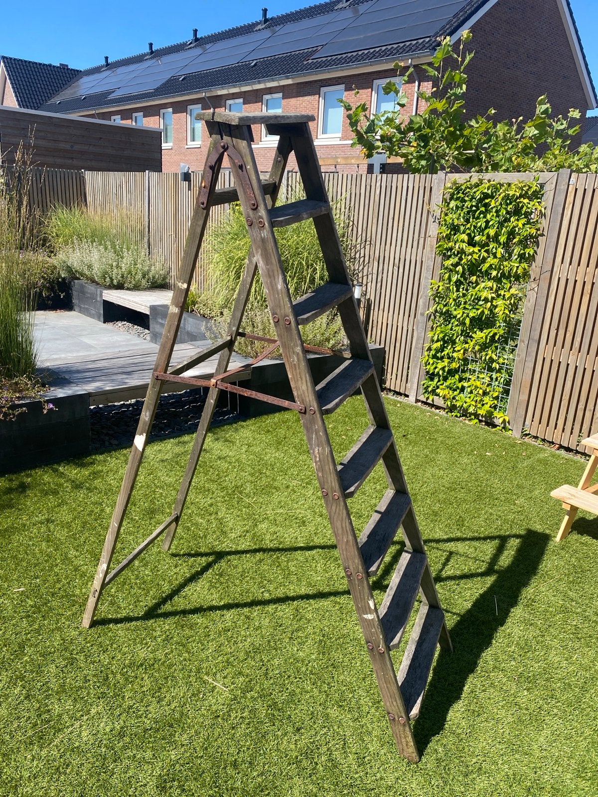 Oude houten ladder - decoratief, Ophalen, Gebruikt, Ladder, Opvouwbaar of Inschuifbaar
