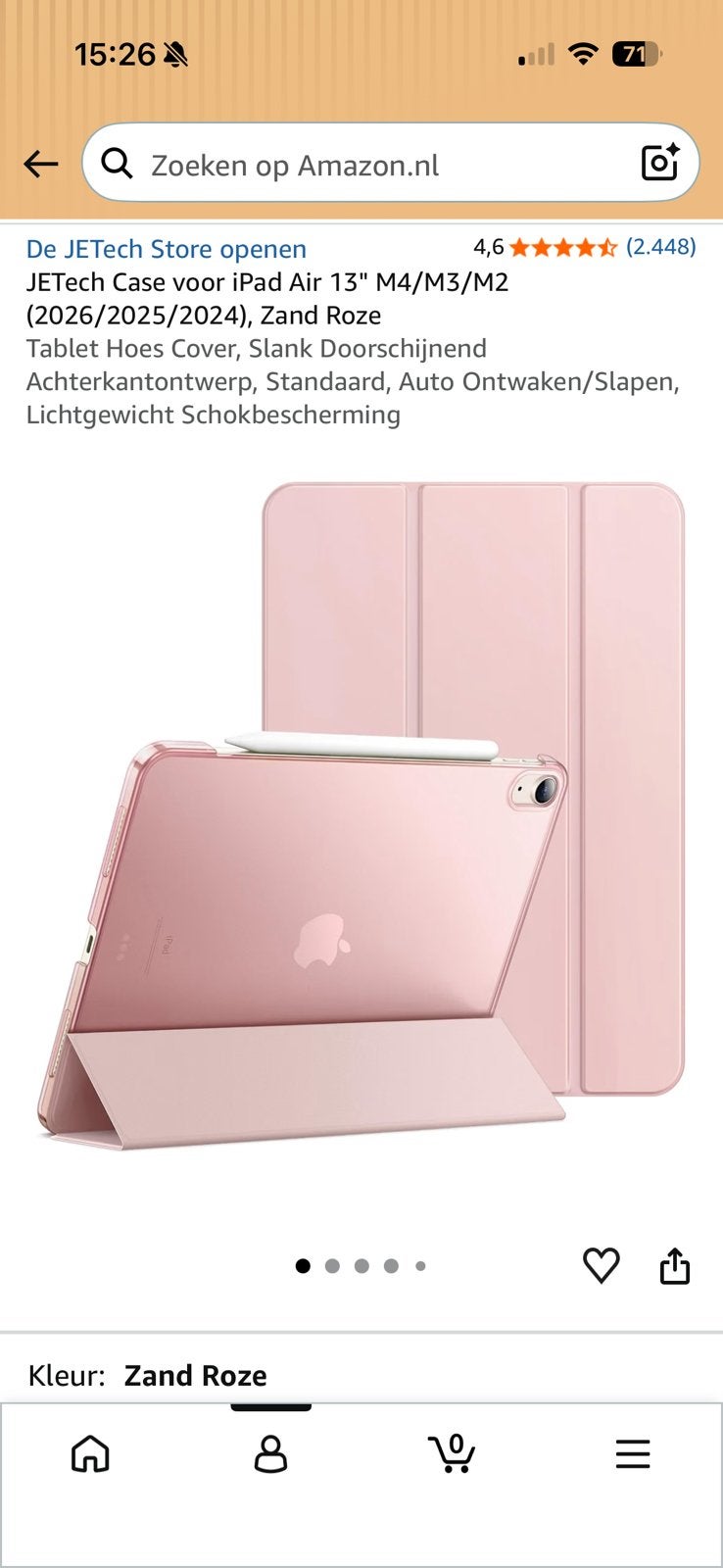 JETech Hoesje voor iPad Air 13 inch (M4/M3/M2) - Nieuw, Ophalen of Verzenden, Nieuw, 13 inch of meer, Bescherming voor- en achterkant