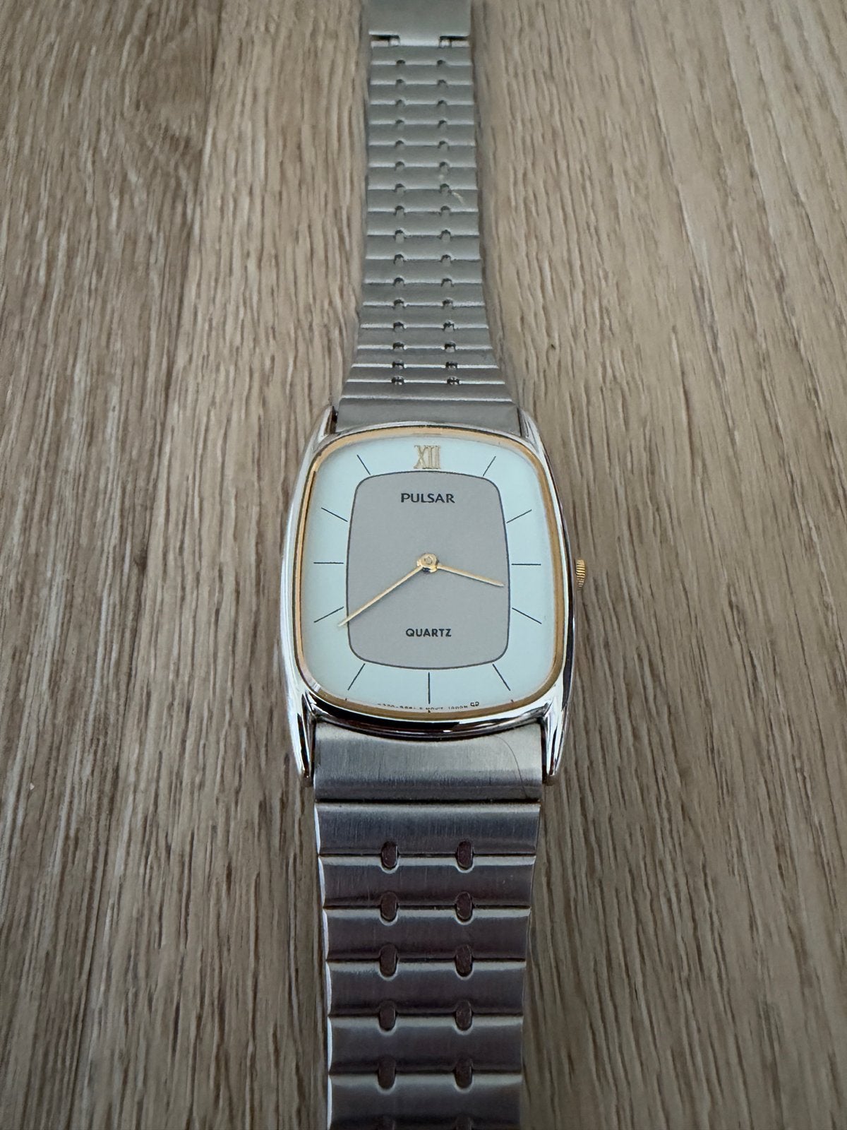Vintage Pulsar Quartz horloge – zilver/goud – werkend, Overige merken, Gebruikt, Staal, Polshorloge