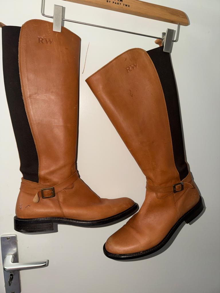 Leren laarzen RW, maat 41, Made in Italy, Ophalen of Verzenden, Gedragen, Bruin, Hoge laarzen