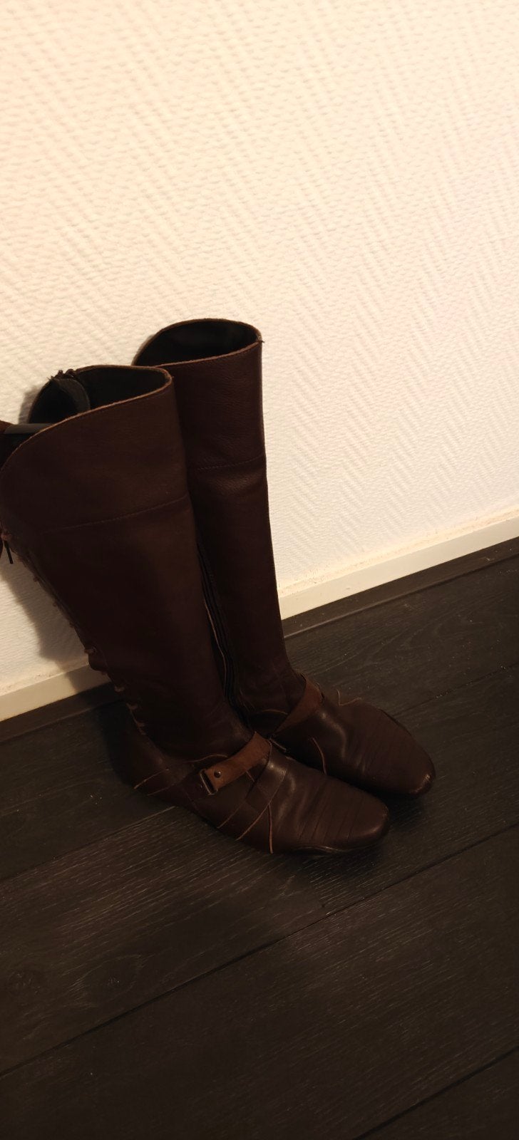Leren laarzen maat 39 kleur bruin, Hoge laarzen, Bruin, Ophalen of Verzenden, Gedragen