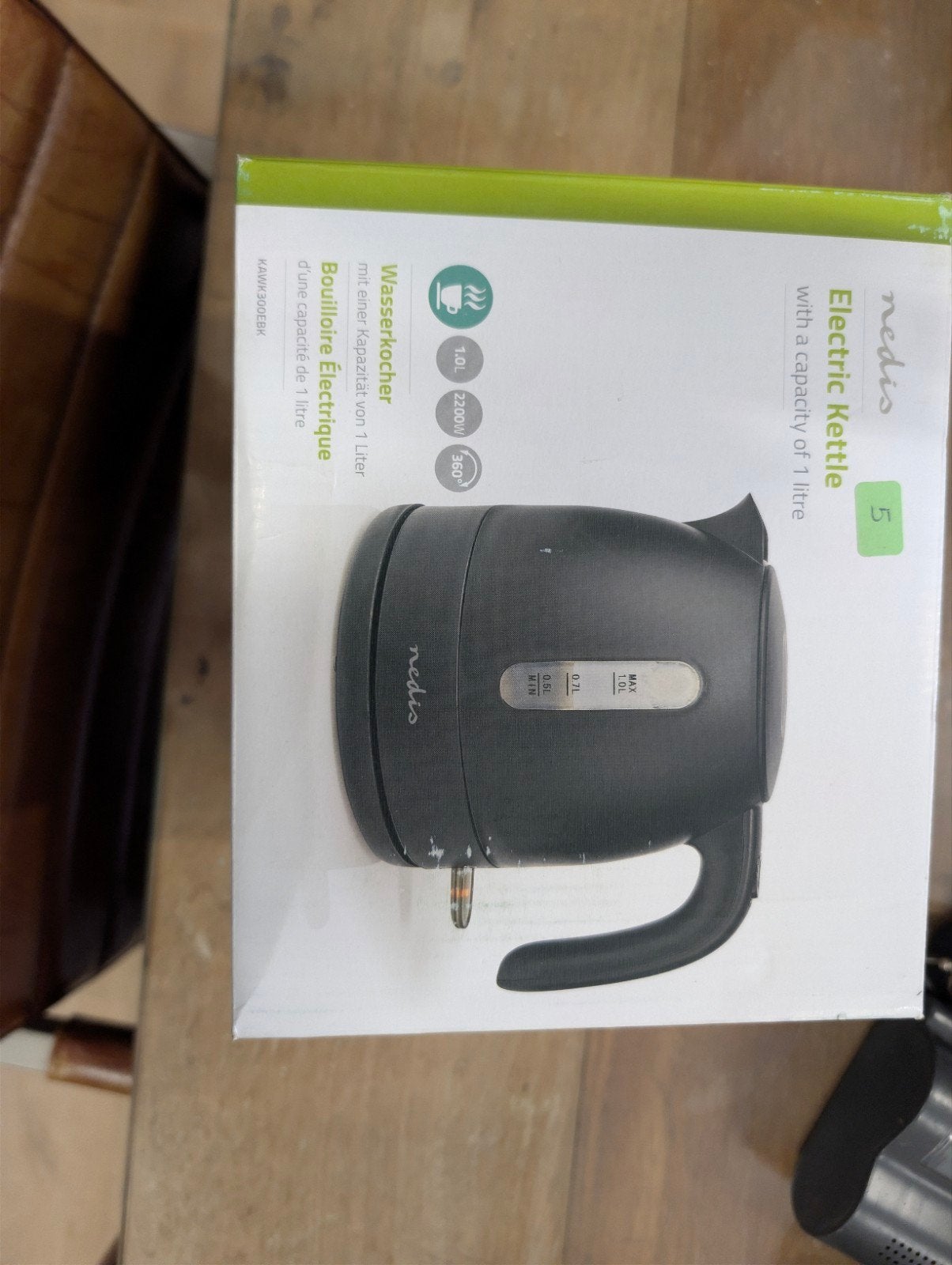 Nedis Waterkoker 1 liter - Nieuw in doos, Minder dan 1 liter, Ophalen of Verzenden, Nieuw