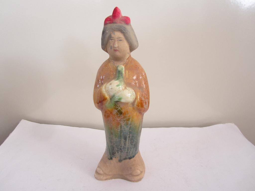 Oud Chinees, Terracotta dikke dame met panfluit, Ophalen of Verzenden