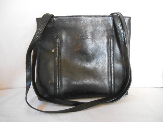 Ruime GIULIANO Italy zwarte echt leren tas/ schoudertas, Verzenden, Gebruikt, Zwart, Handtas