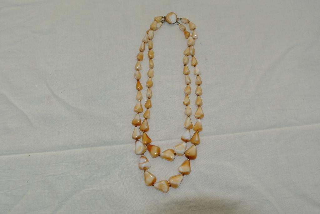 Vintage ketting agaat dubbel, Sieraden, Tassen en Uiterlijk, Kettingen, Ophalen of Verzenden, Zo goed als nieuw, Steen of Mineraal