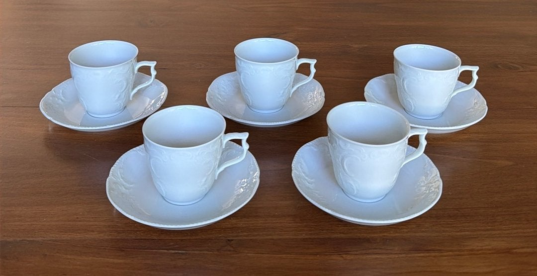 5 Rosenthal Sanssouci koffie kop en schotels, Ophalen of Verzenden, Zo goed als nieuw, Overige stijlen, Kop(pen) en/of Schotel(s)