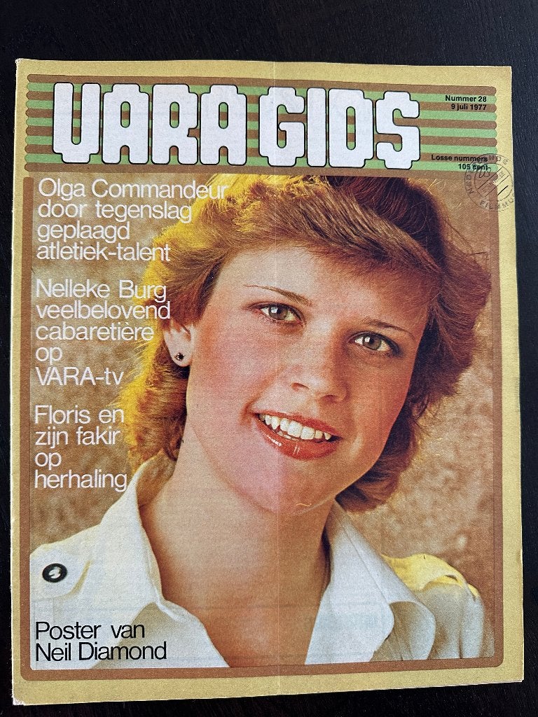 VARA Gids 9 juli 1977, met Olga Commandeur, Neil Diamond,, Ophalen of Verzenden, Gelezen, Muziek, Film of Tv