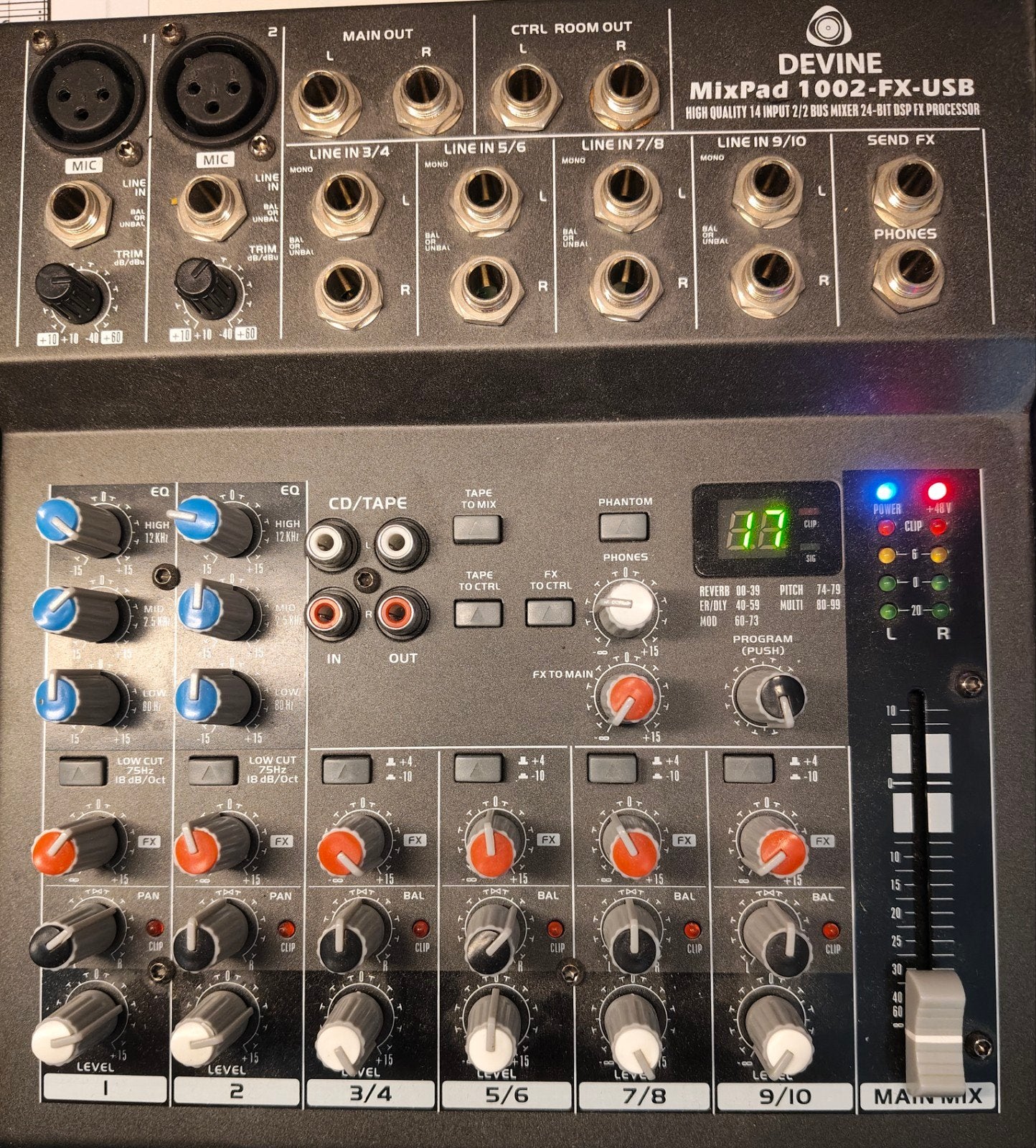 Devine MixPad 1002-FX Mengpaneel Mixer - Zo goed als nie, Ophalen of Verzenden, Zo goed als nieuw, 5 tot 10 kanalen, Microfooningang
