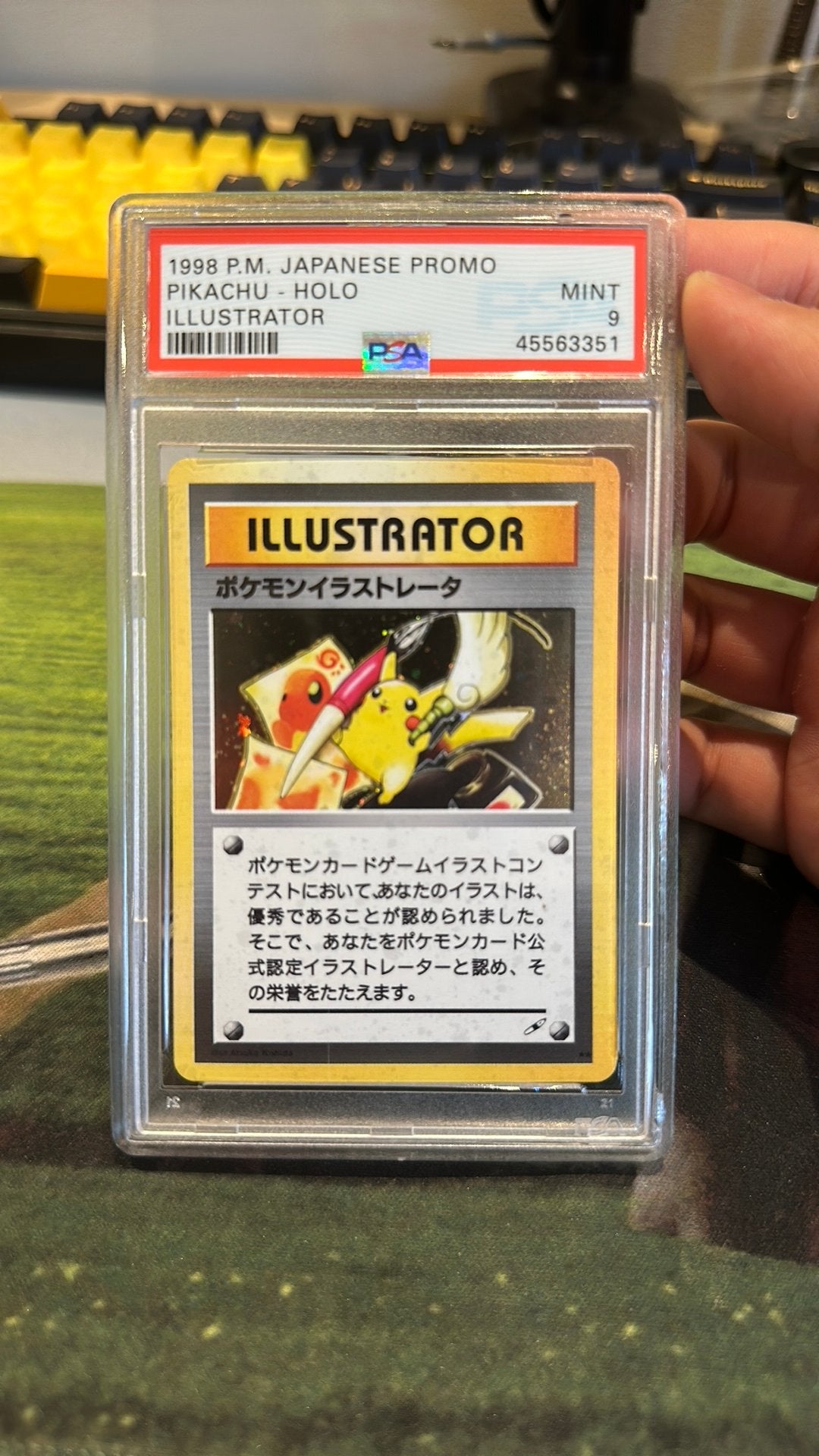 Pikachu illustrator PSA 9, Ophalen of Verzenden, Zo goed als nieuw, Losse kaart, Foil
