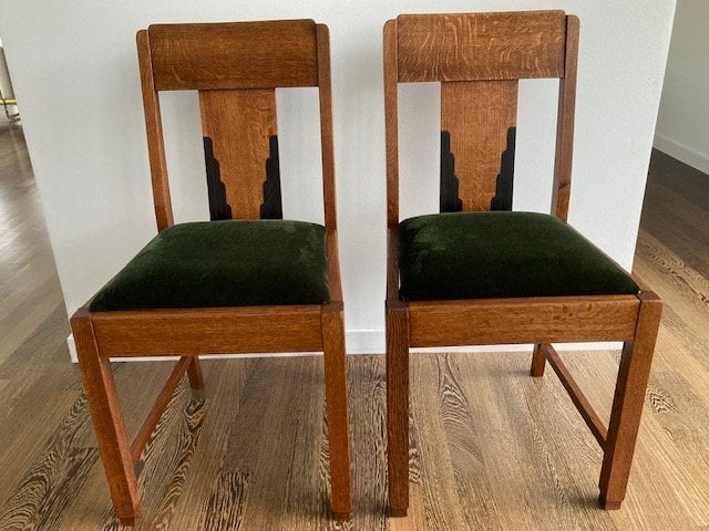 Twee Art Deco eetkamerstoelen, Ophalen