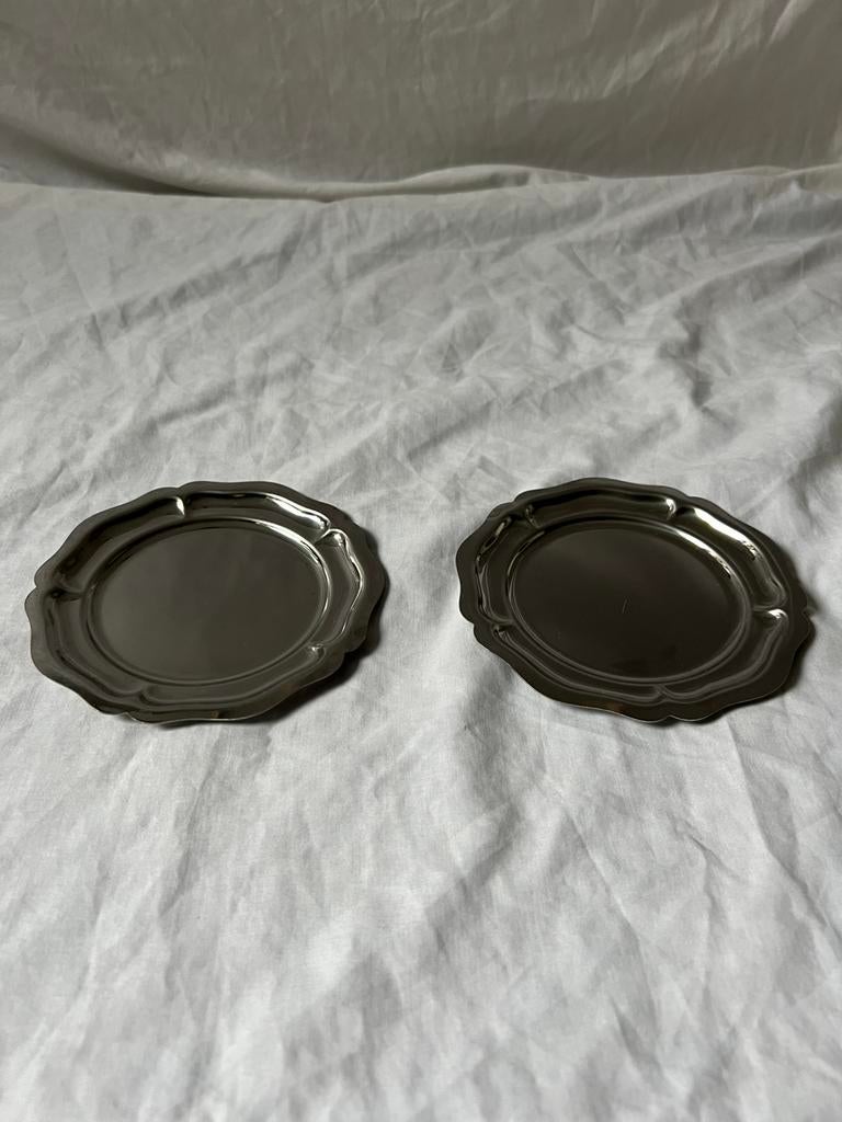 Vintage RVS Franse inox sierlijke schaaltjes – set van 2, Ophalen, Overige materialen, Overige stijlen, Schaal of Schalen
