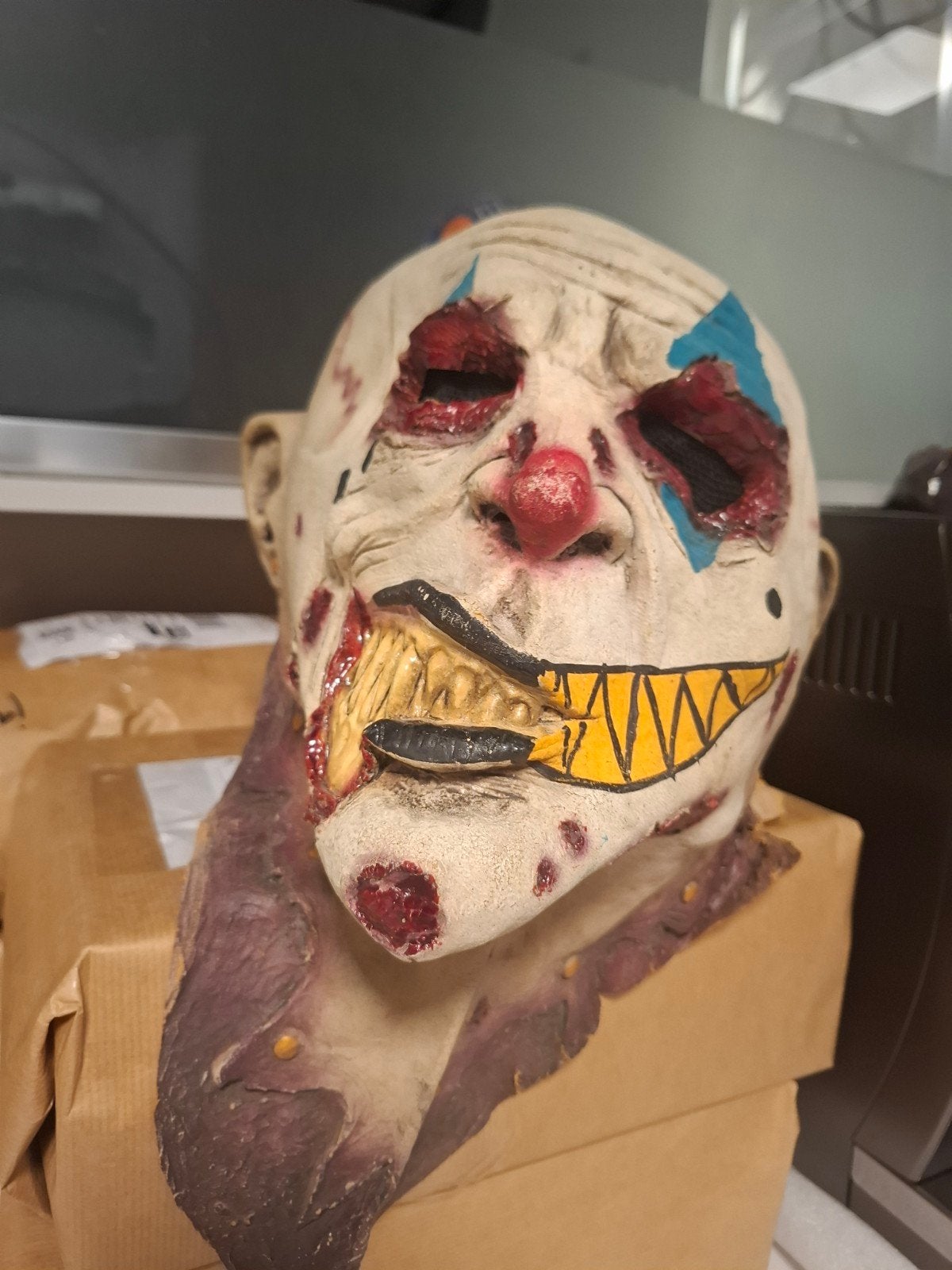 Griezelige Clown Masker - Halloween / Carnaval, Ophalen of Verzenden, Gebruikt, Feestartikel, Halloween of Griezel