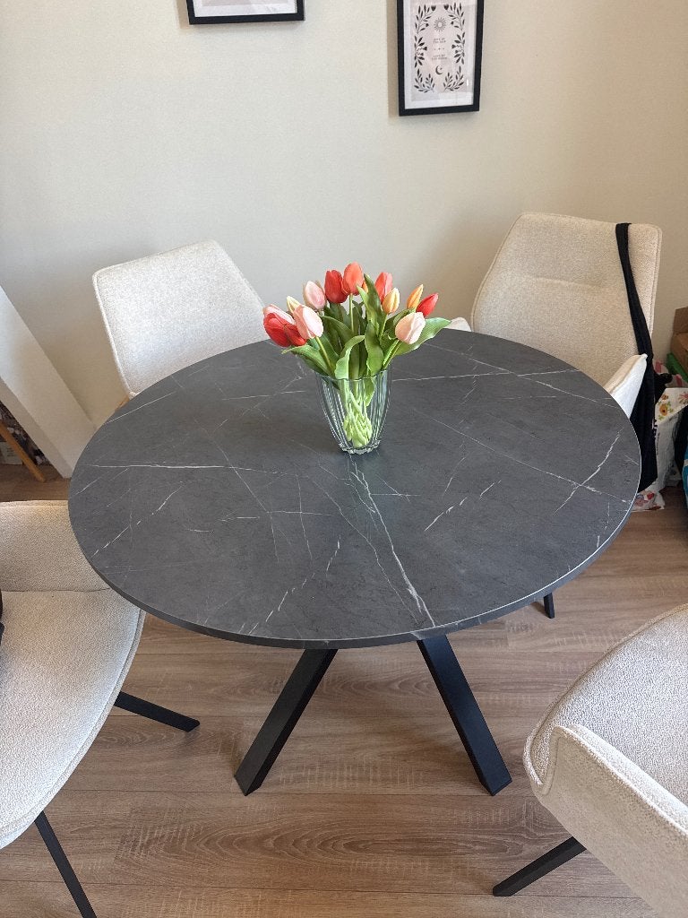 Mariedamm eettafel zwart, Ophalen, 50 tot 100 cm, 100 tot 150 cm, Rond