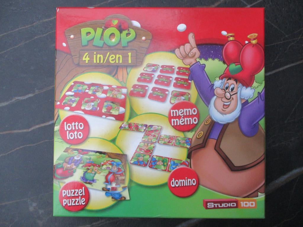 Kabouter Plop 4 in 1 spellen doos Memo Lotto Domino Puzzel, Kinderen en Baby's, Speelgoed | Educatief en Creatief, Ophalen of Verzenden