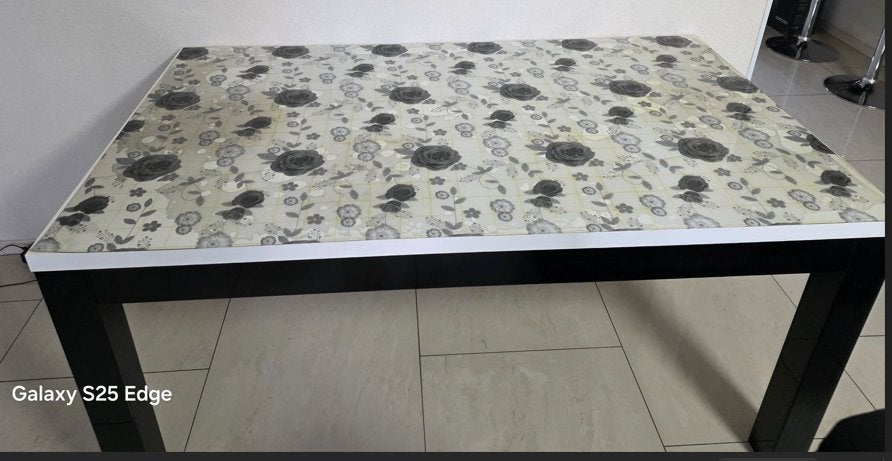 witte eethoek tafel met 4 stoelen op wieltjes, Ophalen, Overige materialen, Gebruikt, Moderne "cloud-style"