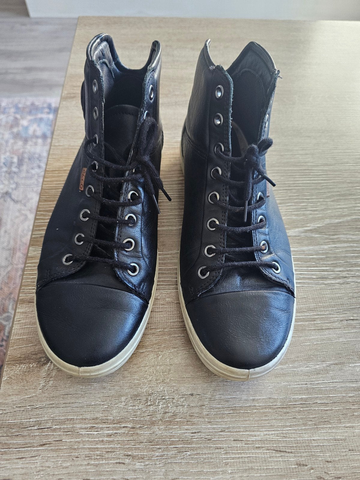 ECCO leren sneakers - Zwart, maat 39 bijna nieuw, Ophalen, Zwart, ECCO, Sneakers of Gympen