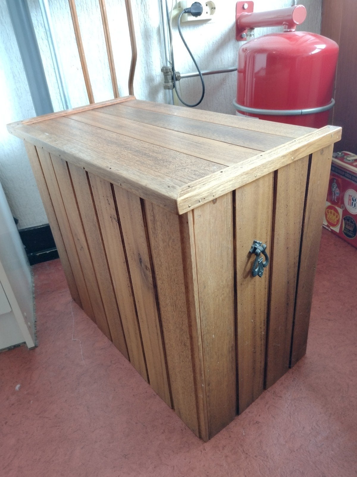 Houten handgemaakte opbergkist, Huis en Inrichting, Woonaccessoires | Kisten, Ophalen, Gebruikt, 50 tot 100 cm, 50 tot 75 cm