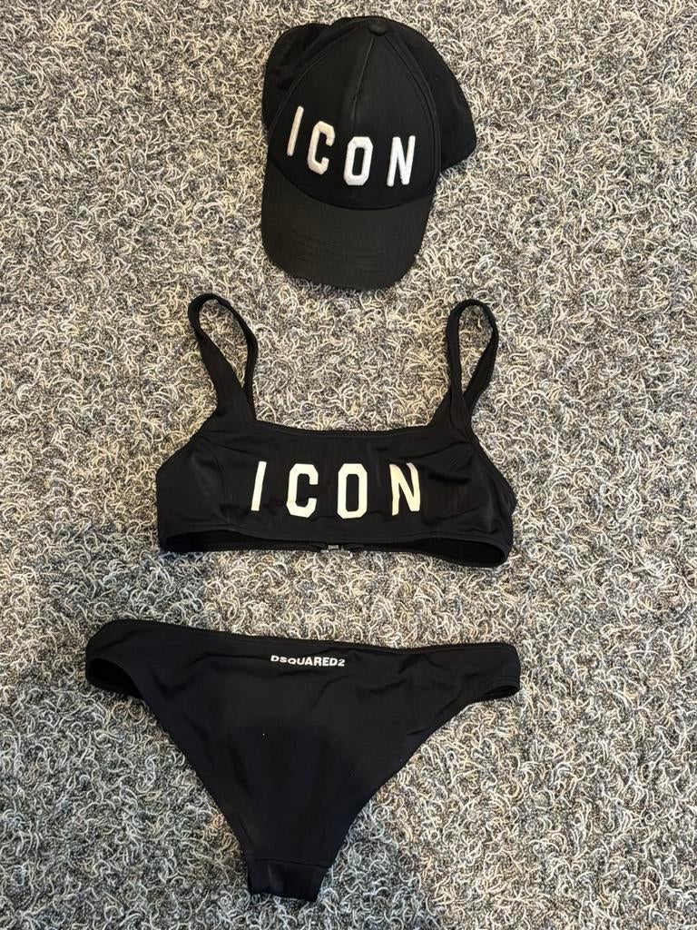 Dsquared2 bikini meg bijpassende pet 14 jaar, Bikiniset, Meisje, Ophalen of Verzenden, Zo goed als nieuw