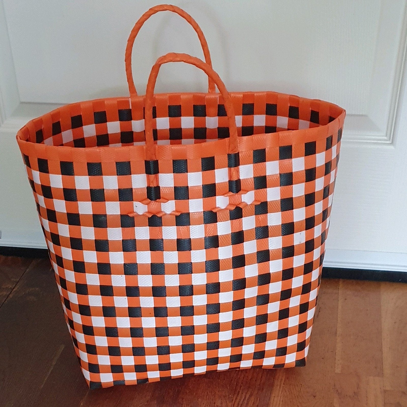 Gevlochten tas oranje/bruin - stevig en afwasbaar, Ophalen, Gebruikt, Oranje, Shopper