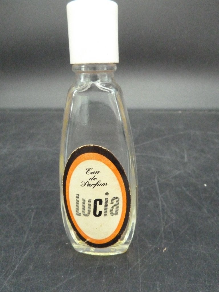 Vintage glazen flesje parfum Lucia, Ophalen of Verzenden, Gebruikt, Parfumfles