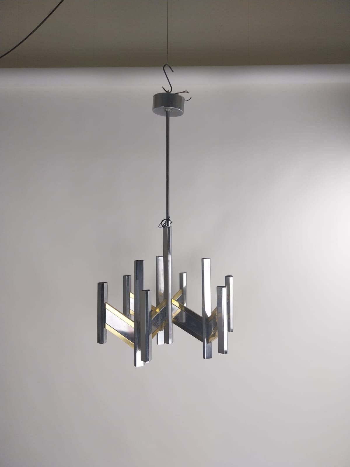 Gaetano Sciolari 'Concorde' hanglamp, Ophalen, Zo goed als nieuw, Metaal, Minder dan 50 cm