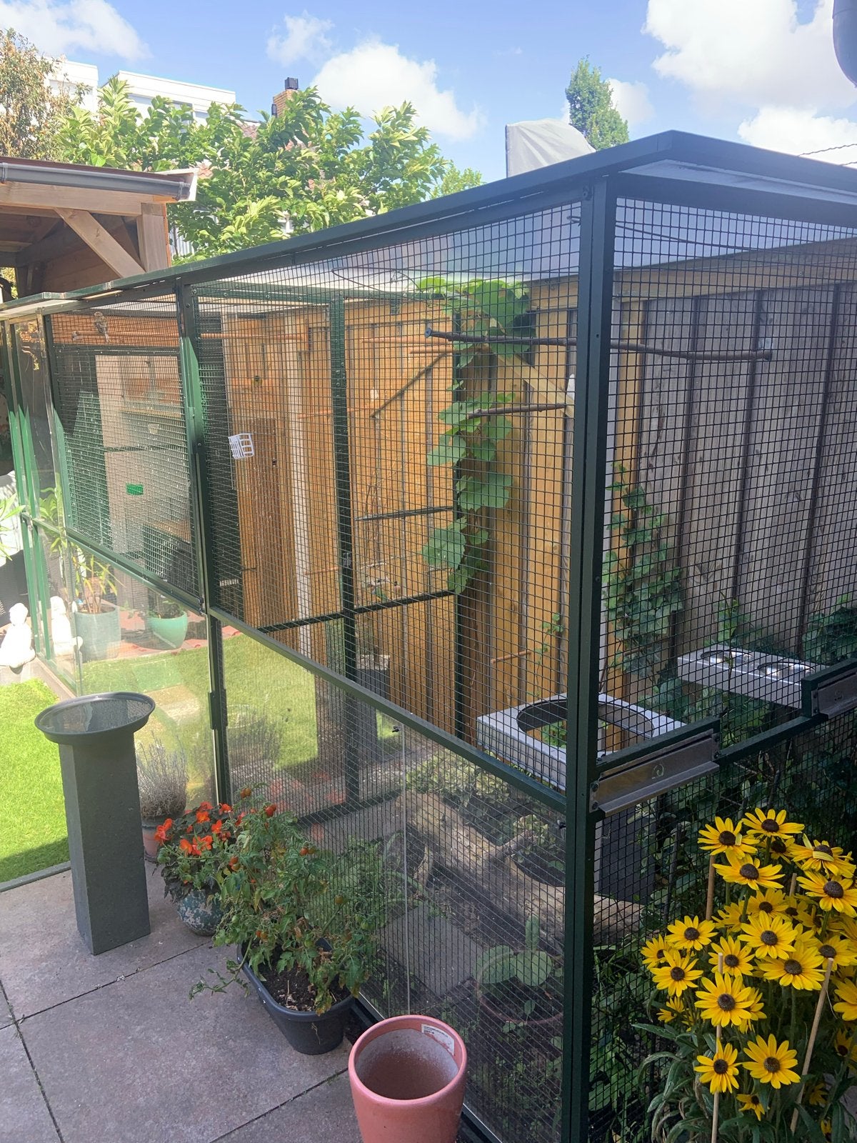 Alluminium Voliere met vogels., Dieren en Toebehoren, Ophalen, Gebruikt, Aluminium, Volière