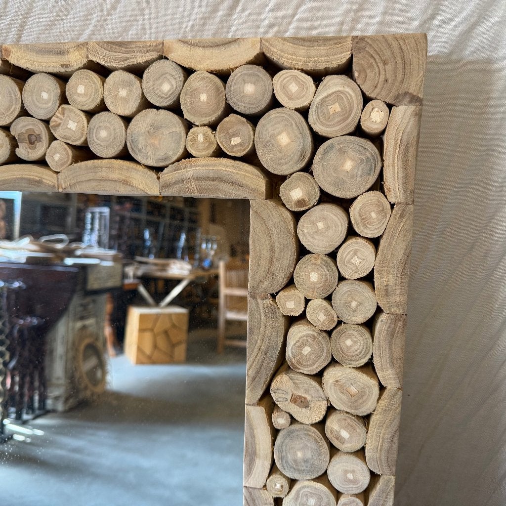 wandpiegel met teak lijst - 120 x 60 cm - Gratis bezorgd, TTM Wonen, Meubels – (Perzische) Tapijten en Woonaccessoires, Nieuw